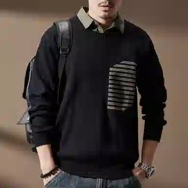 贵色 春季 男士抗皱易打理打底长袖卫衣 宽松型 男女同款