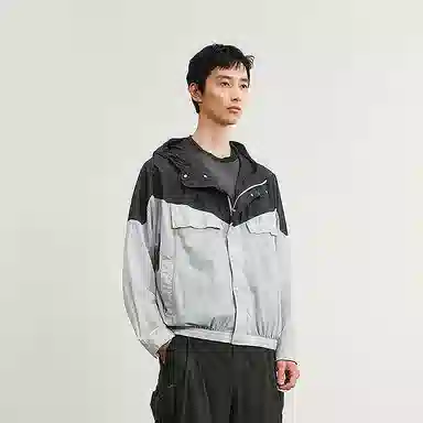 速写 宽松轻薄长袖连帽夹克外套 男款