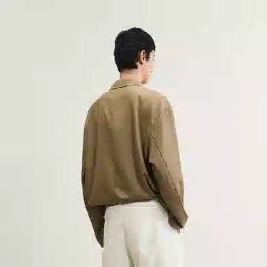 速写 纯色简约优雅宽松长袖衬衫 男款