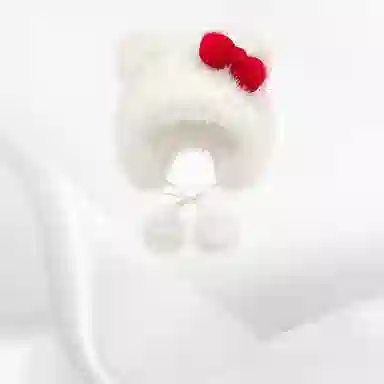 恩僾德 可爱小众百搭显脸小可爱蝴蝶结毛绒绒小熊耳朵保暖护耳 聚酯纤维 绒线帽 男女同款情侣款