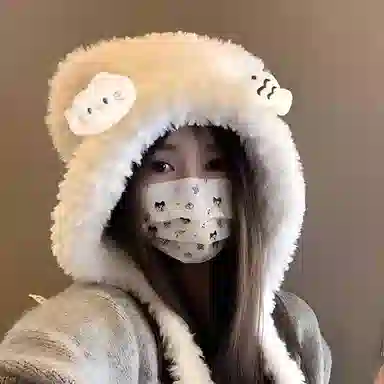 恩僾德 可爱小熊毛绒帽子小众百搭高颜值款防寒保暖毛茸茸雷锋帽甜酷显脸小 聚酯纤维 绒线帽 男女同款情侣款