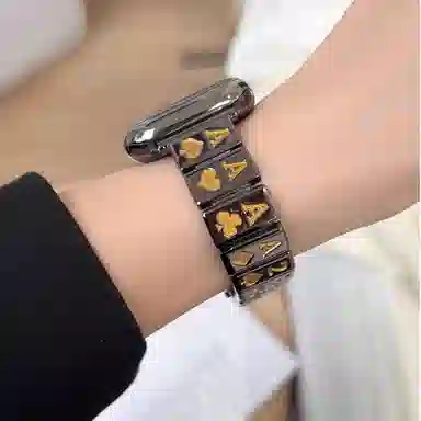 老佳 苹果适用 手表表带 金属材质 扑克金属表带男女通用