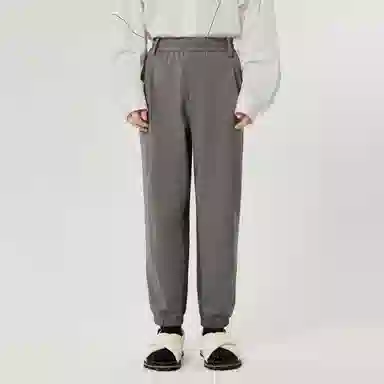 速写 牛仔拼接束脚针织休闲裤 男女同款