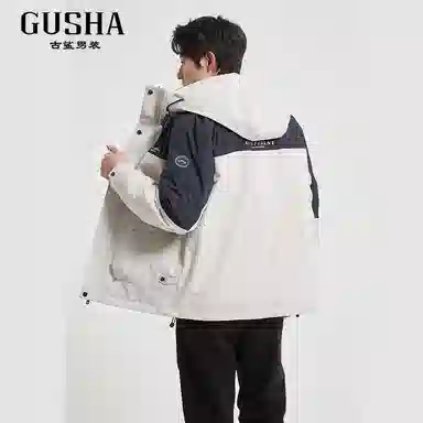 古鲨 户外拼接拒水时尚羽绒服 男款