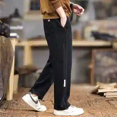 遨宇 美式复古经典潮流中性风秋季宽松大码垂感直筒百搭户外裤弹力运动休闲裤 男款
