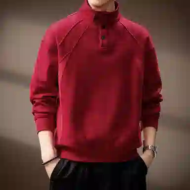 贵色 日系潮流时尚百搭纯色简约潮牌高街拼接设计日常穿搭休闲立领卫衣 男女同款