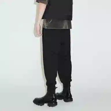速写 隔离重塑 纯色宽松束脚九分黑色休闲裤 男款