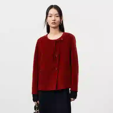 太平鸟 新中式短款双面呢小个子毛呢大衣 女款