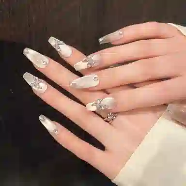 凡泽 冷蝶清 冷感蝴蝶玻璃珠  穿戴甲 中梯裸色渐变 纯欲