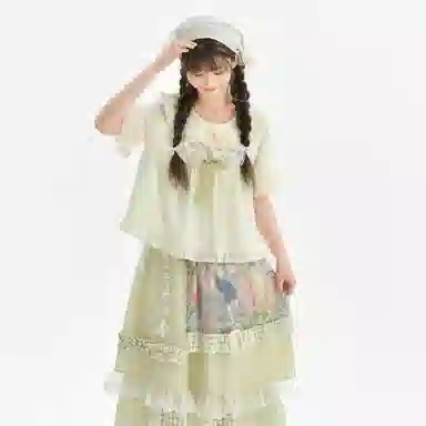 森女部落 花铃湖畔 原创森系娃娃衫上衣田园风衬衫