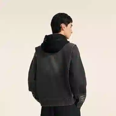 速写 拼接连帽拉链长袖休闲街头毛衣 男款