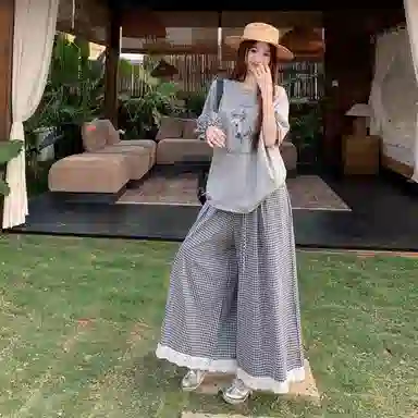 木清清 圆领百搭宽松显瘦休闲套装 女款