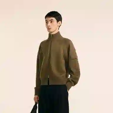 速写 半高领休闲通勤纯色拉链毛衣 男款