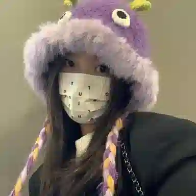 恩僾德 小怪兽帽子搞怪可爱针织毛绒帽显脸小加厚保暖护耳 聚酯纤维 绒线帽 男女同款情侣款