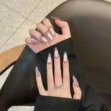 凡泽 富贵感繁花似锦美  穿戴甲 长款尖型紫色纯色 新中式