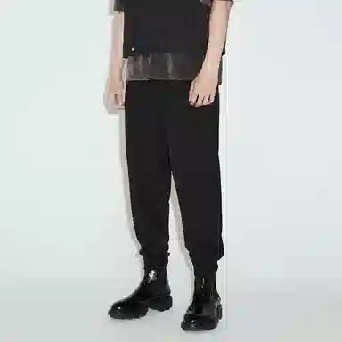 速写 隔离重塑 纯色宽松束脚九分黑色休闲裤 男款