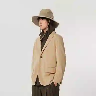 速写 纯色平驳领单排扣西装外套 男款