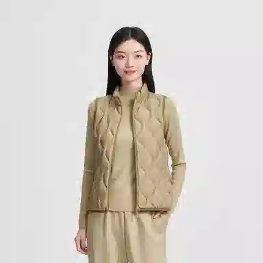 波司登 轻暖系列 新款山系男女同款情侣薄款保暖宽松立领纯色葫芦纹马甲羽绒服 女款