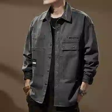 贵色 美式简约基础款复古高端时尚百搭纯色个性翻领夹克外套 男女同款