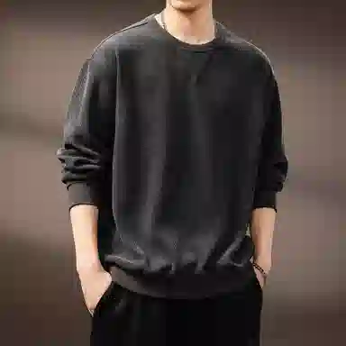 贵色 高端软糯肌理感美式设计感宽松简约休闲圆领套头长袖上衣卫衣 男女同款