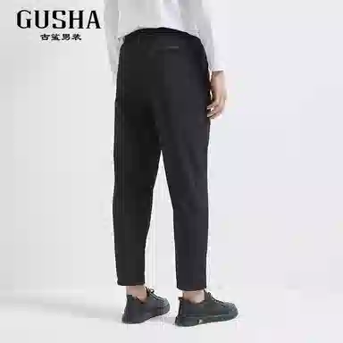 古鲨 直筒系带纯色长裤休闲裤 男款