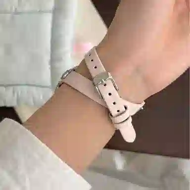 老佳 苹果适用 手表表带 牛皮材质 卡通小狗牛皮双圈表带男女通用