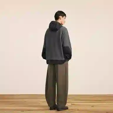 速写 舒适假两件宽松抽绳百搭休闲长袖卫衣 男