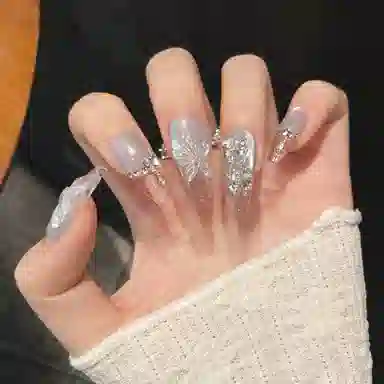 凡泽 蝶梦蓝海春夏 冰透立体蝴蝶  穿戴甲 中梯蓝色渐变 纯欲