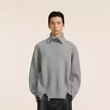 速写 破坏个性宽松时尚高领舒适毛衣 男款