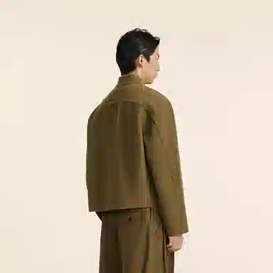 速写 短款简约纯色长袖夹克外套 男款