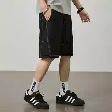 童先森 夏季明线设计美式潮牌复古百搭抽绳五分裤休闲短裤 男款