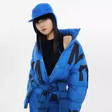 美特斯邦威 国潮立领短款撞色防风保暖羽绒服 女款