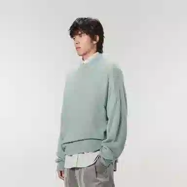 速写 纯色圆领休闲长袖套头毛衣 男女同款