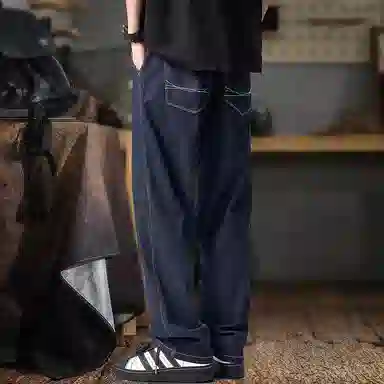 遨宇 美式经典复古潮流原色高街风潮牌宽松休闲户外百搭痞帅水洗直筒长裤牛仔裤 男款