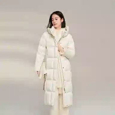 波司登 鹅绒连帽长款厚款纯色羽绒服 女款