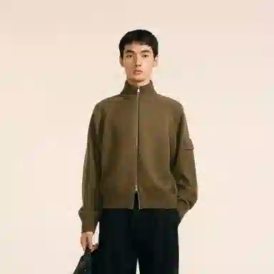 速写 半高领休闲通勤纯色拉链毛衣 男款