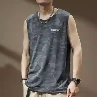 贵色 港风学生潮流薄款上衣美式复古凉感冰丝吸汗透气设计感无袖背心 男女同款