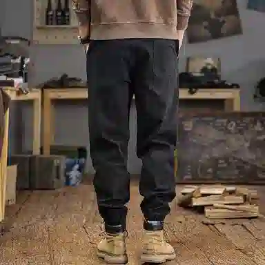 遨宇 美式休闲高街机能痞帅裤缉明线纯棉宽松大码运动束脚裤潮牌休闲裤长裤工装裤 男女同款