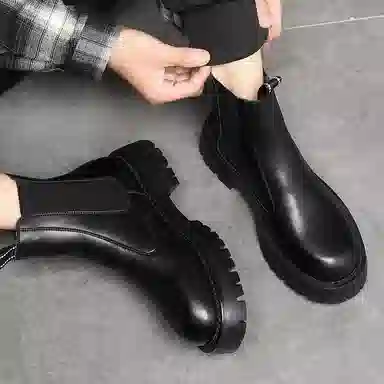 百伦韩 时尚潮流简约百搭小众设计感 短筒 切尔西靴 男款