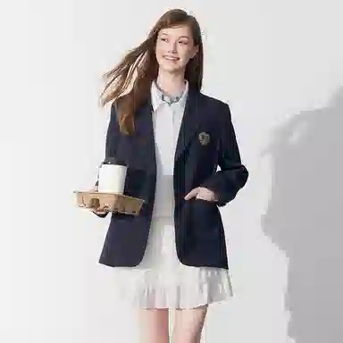 LEDIN Embroidered Blazer Navy