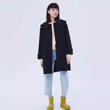 美特斯邦威 国潮宽松纯色翻领长袖大衣 女款