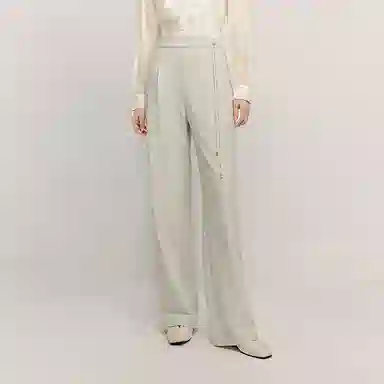 茵曼 新中式盘扣飘带国风宽松休闲裤 女款