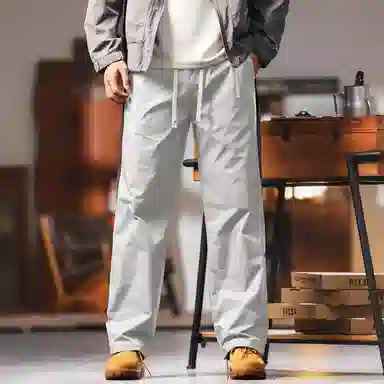 格蓝鹿 港风学生潮流宽松直筒薄款小众拼接工装裤子美式潮牌清新文艺复古学院户外休闲裤 男女同款