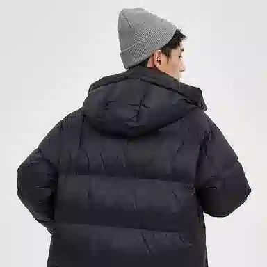 美特斯邦威 国潮纯色休闲长款连帽羽绒服 男款