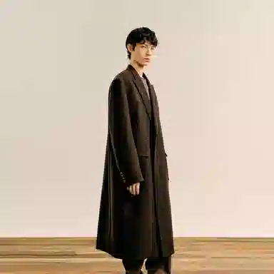 速写 戗驳领合体休闲舒适简约长款大衣 男款