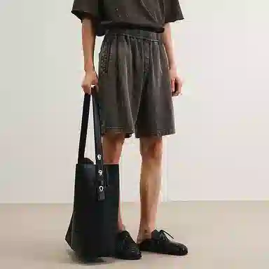速写 夏季直筒宽松做旧水洗复古街头休闲短裤 男款