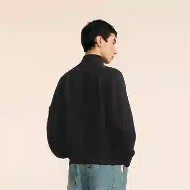 速写 半高领休闲通勤纯色拉链毛衣 男款