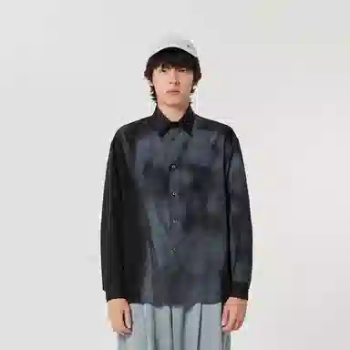 速写 撞色宽松落肩长袖衬衫 男女同款