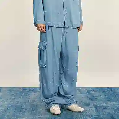 速写 休闲宽松潮流直筒裤牛仔裤 男款