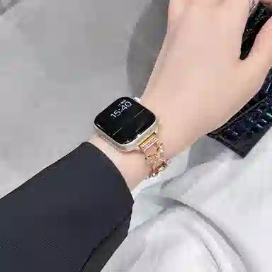 老佳 苹果适用 手表表带 金属材质 蝴蝶闪钻男女通用